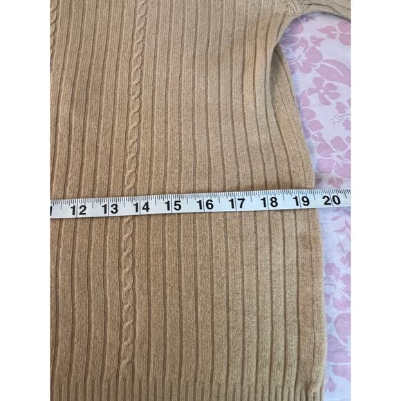 Vintage Scottish Cashmere camel beige turtleneck ribbed knit luxury pullover - Picture 8 of 11